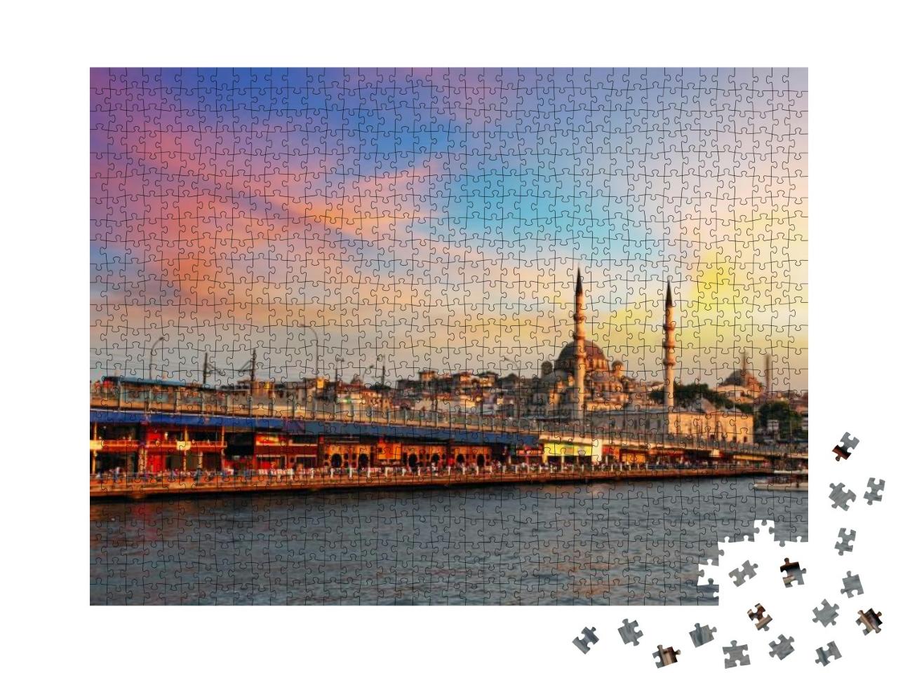Puzzle 1000 Teile „Istanbul bei einem dramatischen Sonnenuntergang mit Sonne“