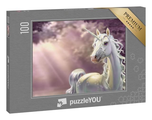 Puzzle 100 Teile „Einhorn im Wald “