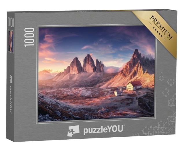 Puzzle 1000 Teile „Dolomiten bei Herbst: Sonnenuntergang in einem Bergtal, Alpen, Italien“
