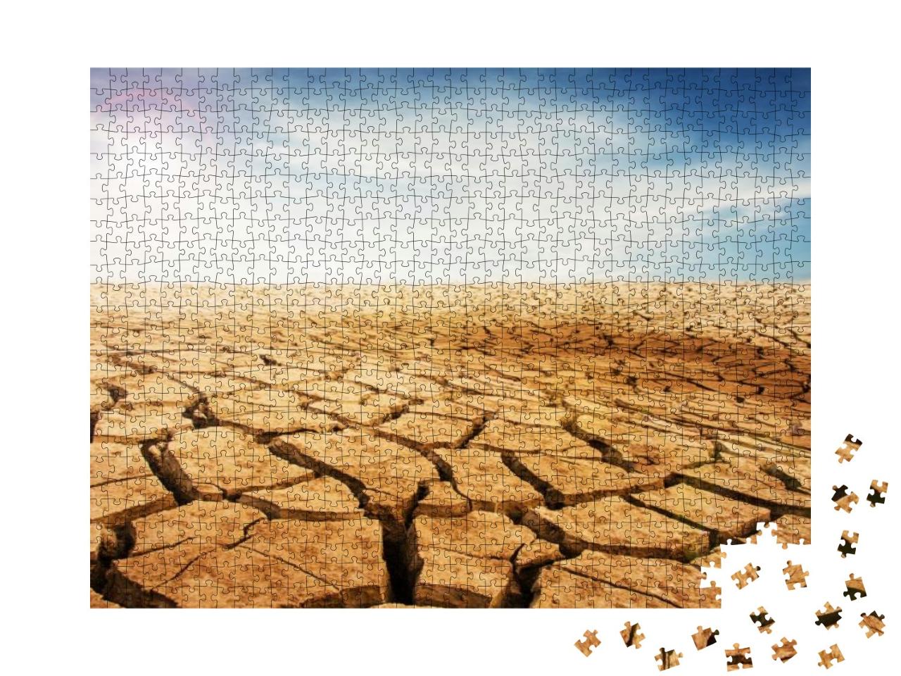 Puzzle 1000 Teile „Trockener und rissiger Wüstenboden “