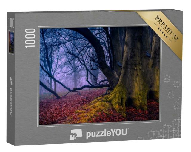 Puzzle 1000 Teile „Nebliger Feenwald mit großem Baumstamm“