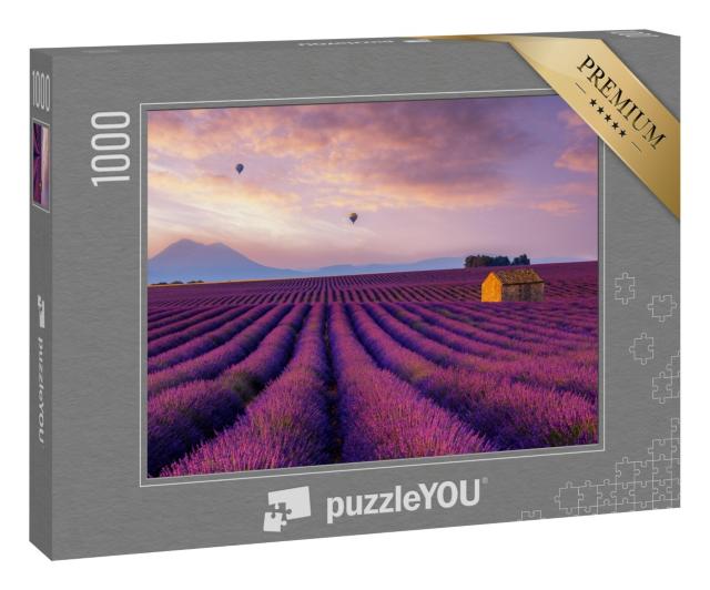 Puzzle 1000 Teile „Heißluftballon über Lavendelfeldern“