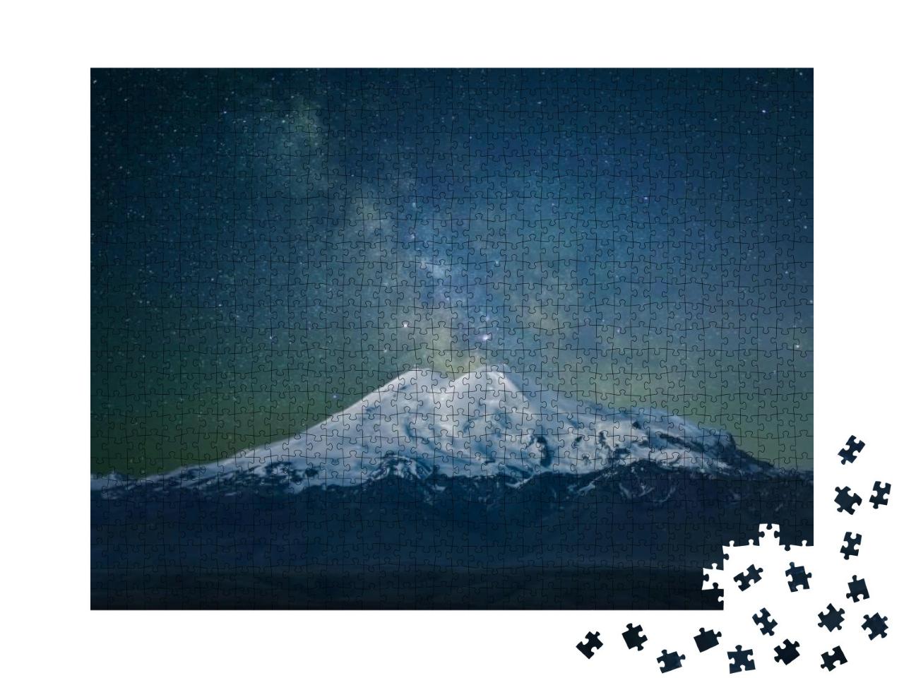 Puzzle 1000 Teile „Berg Elbrus und die Milchstraße“