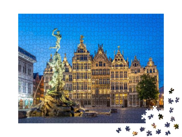 Puzzle 1000 Teile „Grote Markt bei Nacht, Antwerpen, Belgien“