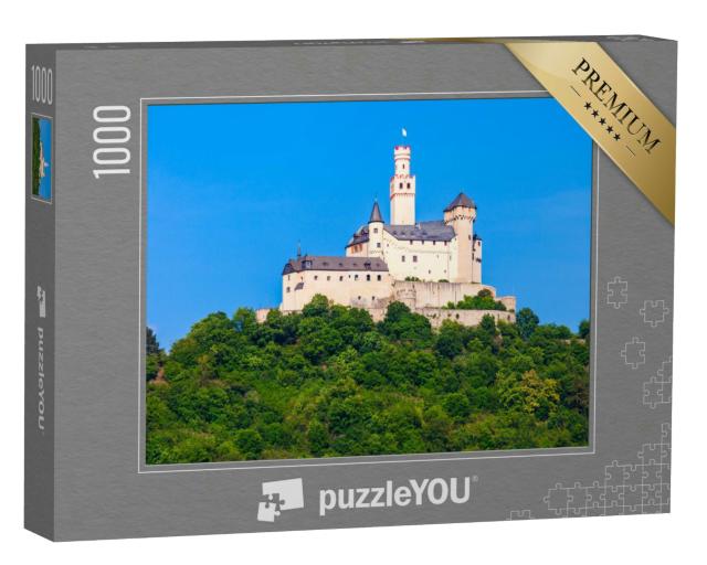 Puzzle 1000 Teile „Die Marksburg oberhalb der Stadt Braubach  “