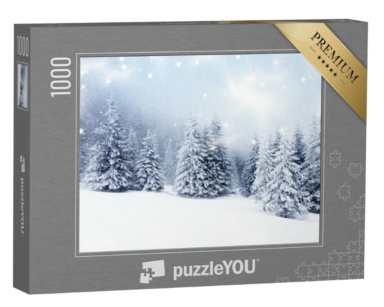 Puzzle 1000 Teile „Verschneite Tannenbäume zur Weihnachtszeit“