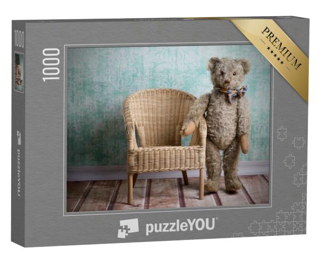 Puzzle 1000 Teile „Vintage-Teddybär mit Korbstuhl“