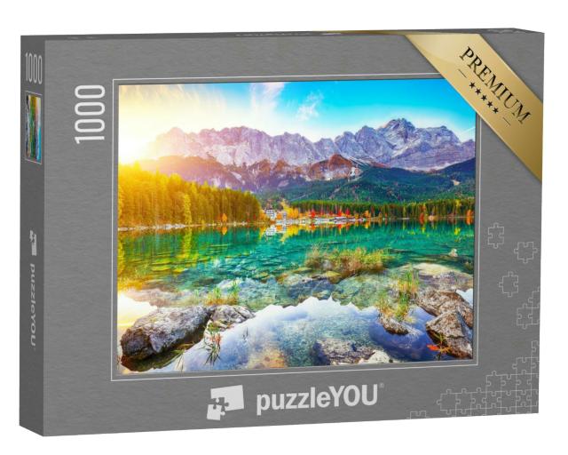 Puzzle 1000 Teile „Der Eibsee vor dem Zugspitzgipfel bei Garmisch-Partenkirchen“