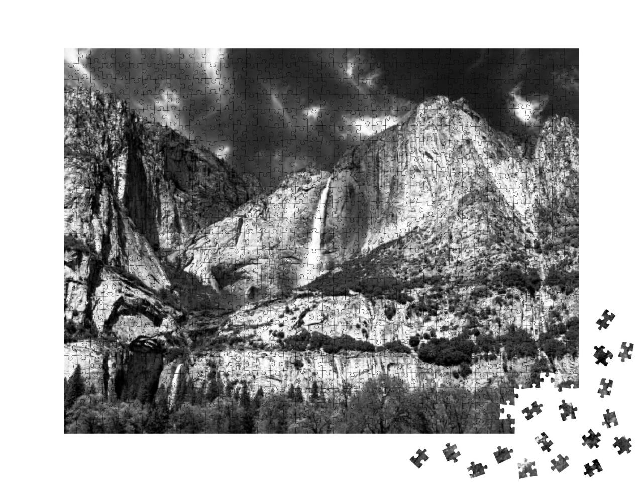 Puzzle 1000 Teile „Oberer und unterer Wasserfall im Yosemite-Nationalpark “