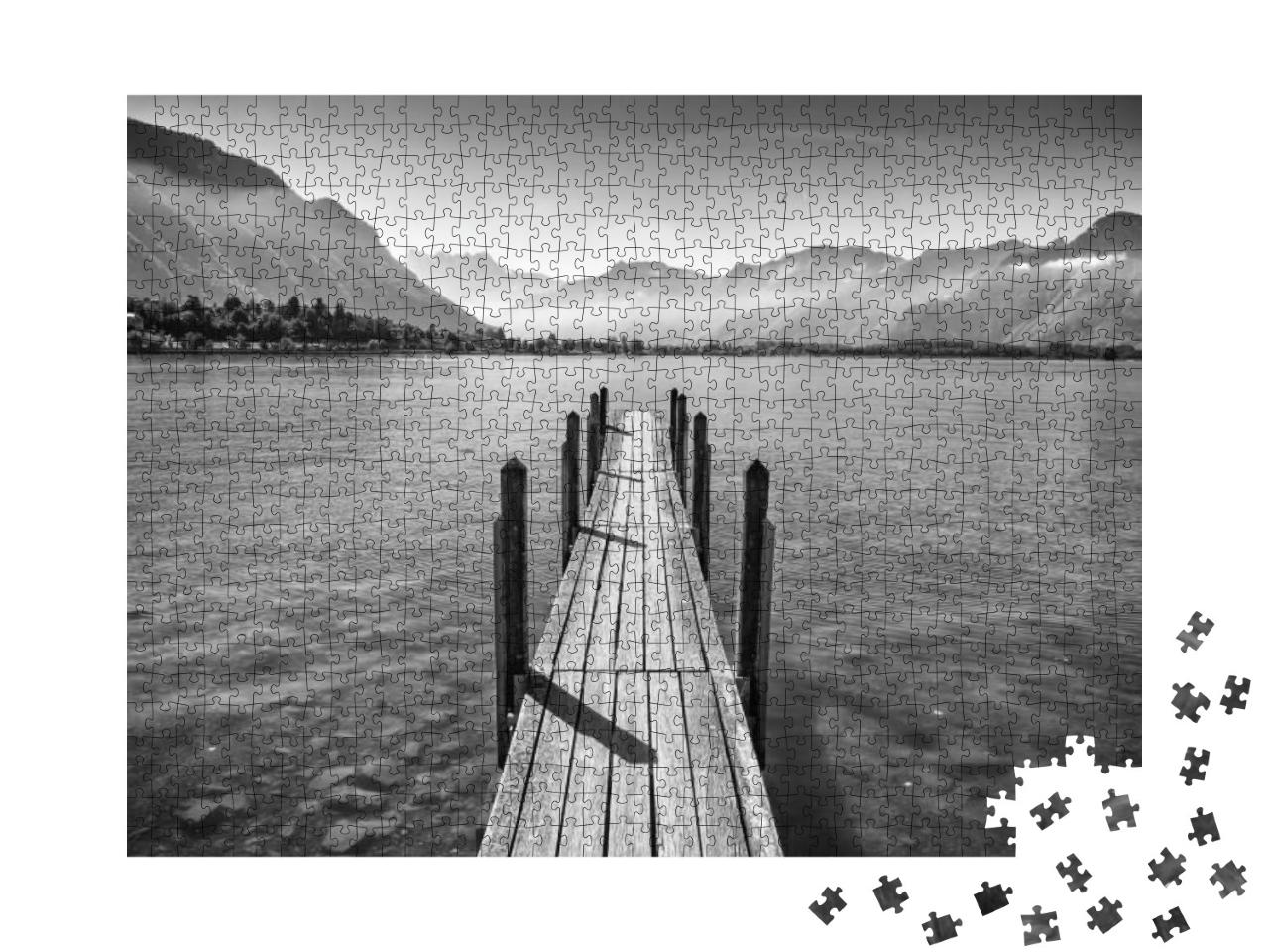 Puzzle 1000 Teile „Idyllischer Bootssteg am Genfer See, Schweiz “