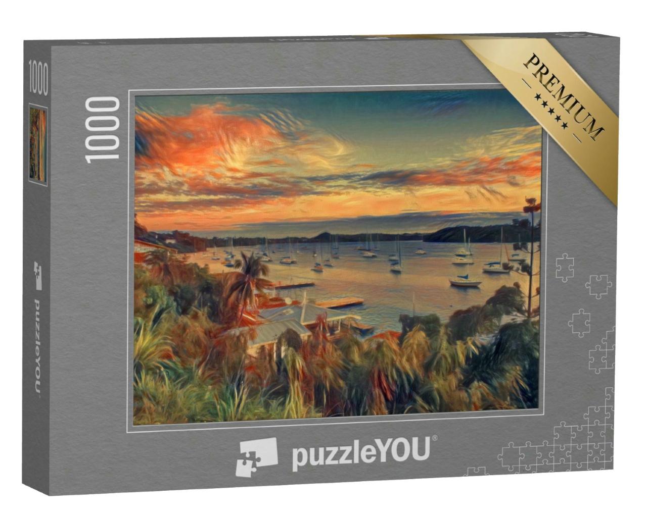 Puzzle 1000 Teile „im Stil von Edvard Munch, Der Schrei - Die Bucht von Neiafu, Tonga, Süd-Pazifik“