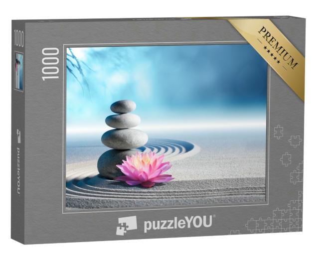 Puzzle 1000 Teile „Sand, Seerose und Spa-Steine im Zen-Garten“