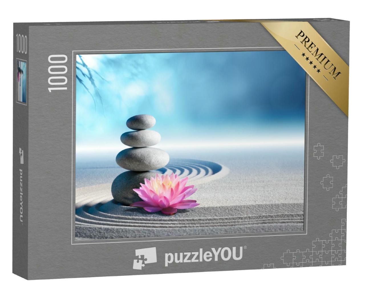 Puzzle 1000 Teile „Sand, Seerose und Spa-Steine im Zen-Garten“