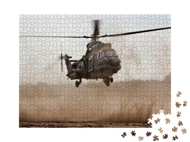 Puzzle 1000 Teile „Landung eines Militärhubschraubers“