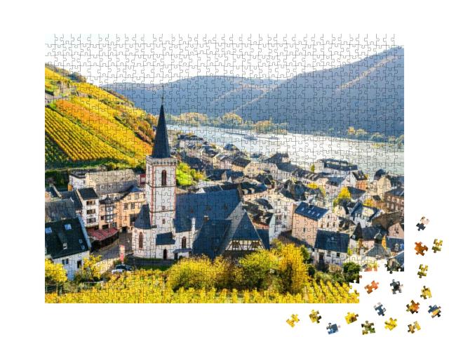 Puzzle 1000 Teile „Assmanshausen im bunten Herbst, Oberes Mittelrheintal, Hessen, Deutschland“