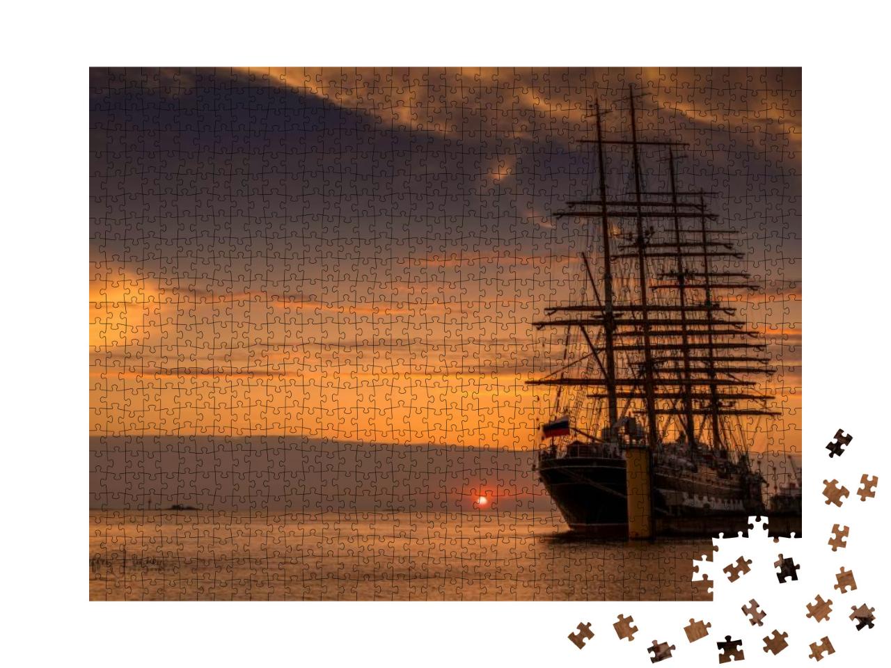 Puzzle 1000 Teile „Segelschiff zurück im Hafen, Nordsee“