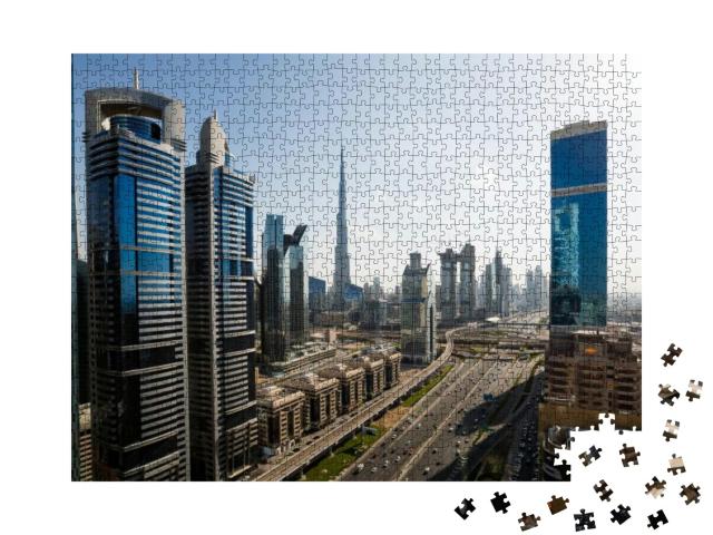 Puzzle 1000 Teile „Skyline von Dubai mit Wolkenkratzer Burj Khalifa “