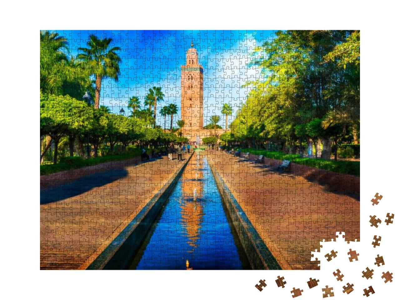 Puzzle 1000 Teile „Minarett im Medina-Viertel von Marrakesch, Marokko“
