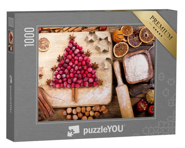Puzzle 1000 Teile „Weihnachtsbäckerei mit gefrorenen Preiselbeeren“