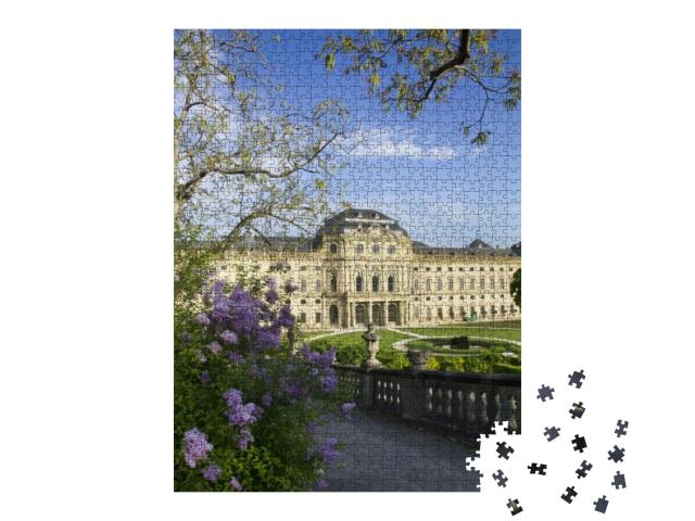 Puzzle 1000 Teile „Blumen vor der Residenz in Würzburg in Deutschland“