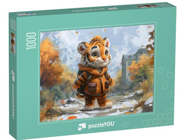 Puzzle 1000 Teile „Tiger Tiggy auf dem Weg zur Schule“