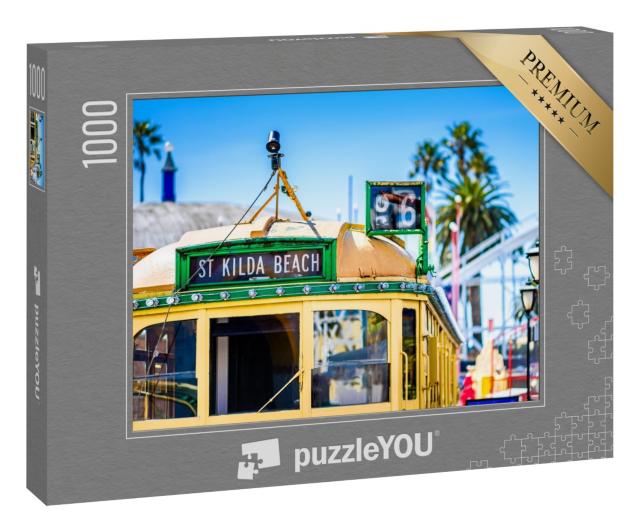 Puzzle 1000 Teile „Vintage-Bild aus Melbourne mit Straßenbahn, Victoria, Australien“