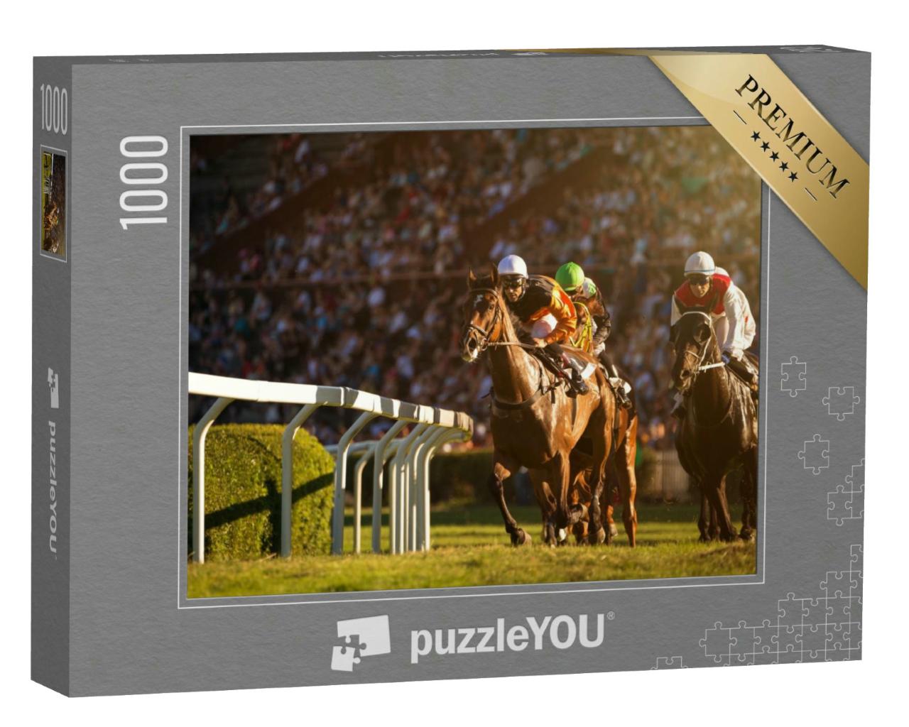 Puzzle 1000 Teile „Voll konzentriert: Jockeys beim Pferderennen“