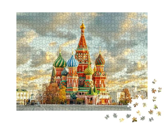 Puzzle 1000 Teile „Basilius-Kathedrale auf dem Roten Platz, Moskau, Russland“
