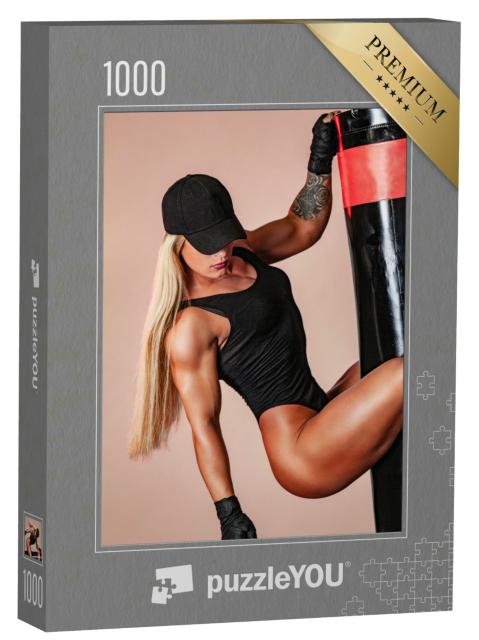 Puzzle 1000 Teile „Sexy Fitness-Model am Boxsack“