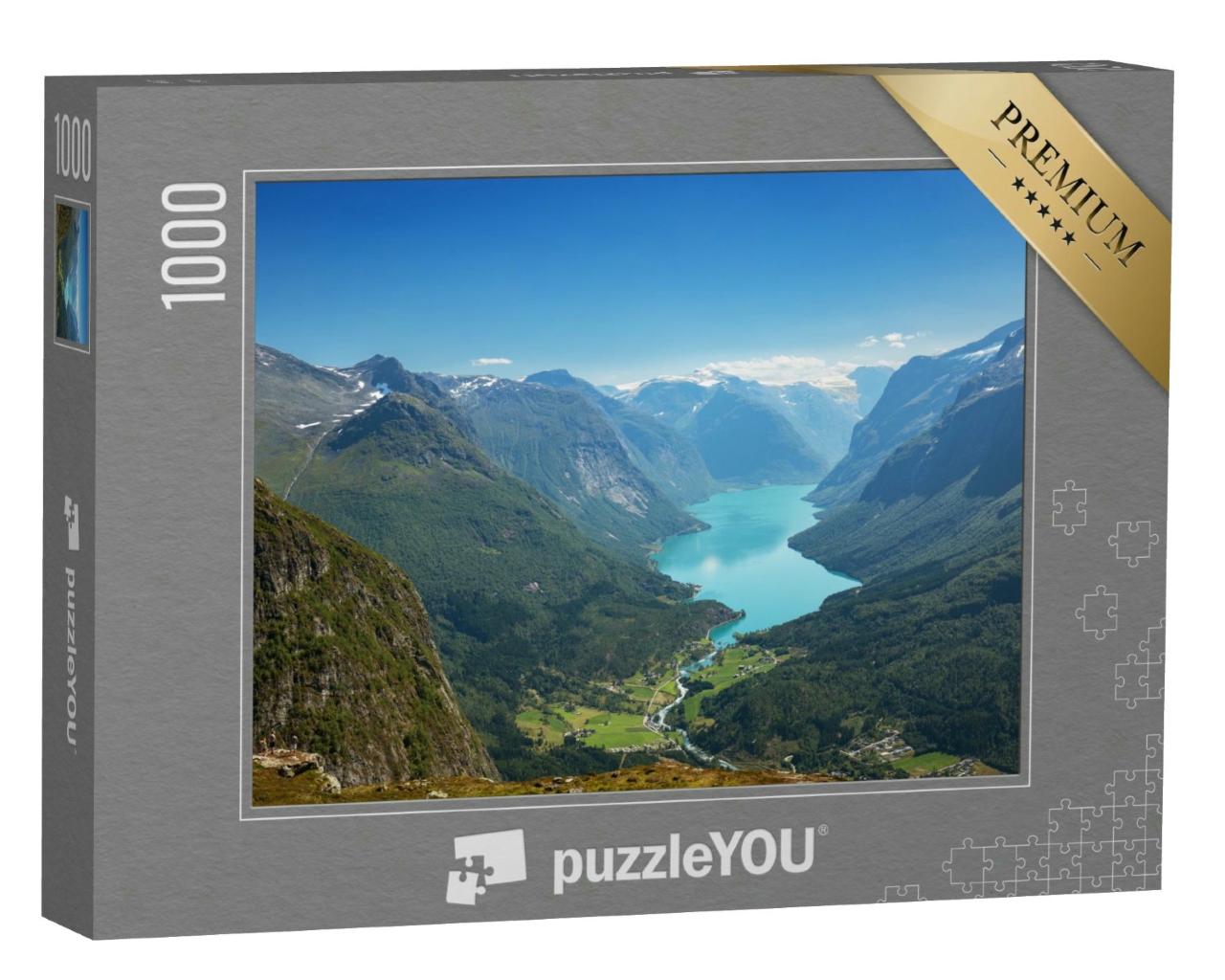 Puzzle 1000 Teile „Birkensee zwischen malerischen Bergen“