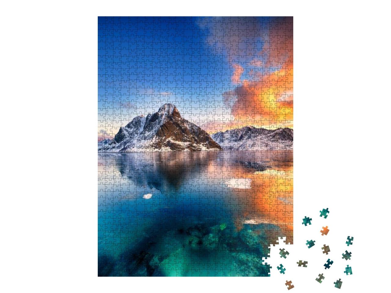 Puzzle 1000 Teile „Schöner Sonnenaufgang in Norwegen, Lofoten“