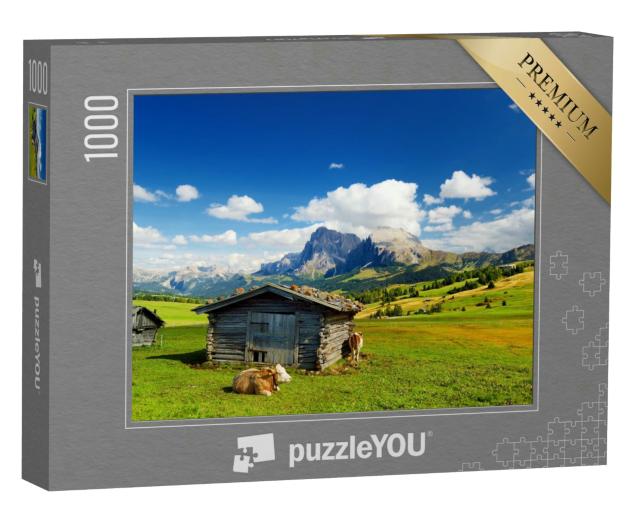 Puzzle 1000 Teile „Kühe auf der Seiser Alm, Südtirol“