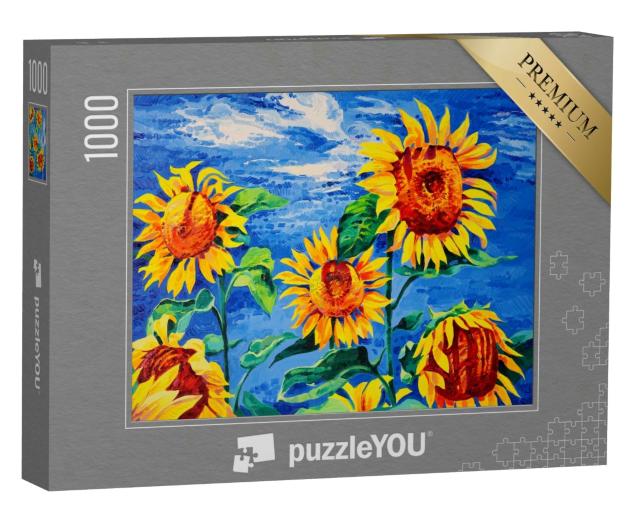 Puzzle 1000 Teile „Ölgemälde: Sonnenblumen“