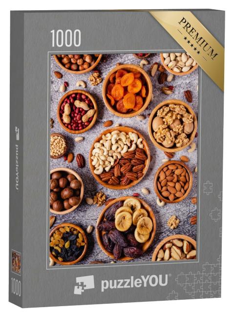 Puzzle 1000 Teile „Nüsse und Trockenfrüchte in Holzschalen“