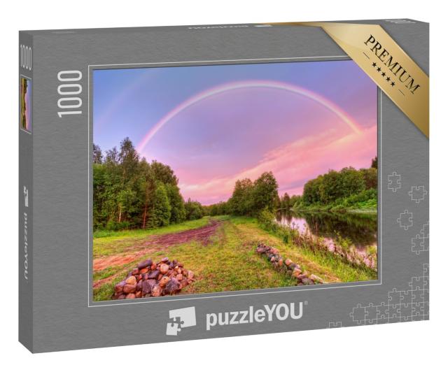 Puzzle 1000 Teile „Regenbogen über der ländlichen Archangelskij Region, Russland“
