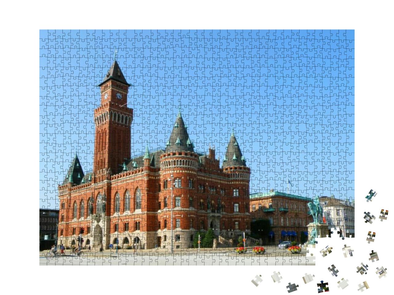 Puzzle 1000 Teile „Rathaus, prächtiges Wahrzeichen von Helsingborg, Schweden“