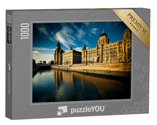Puzzle 1000 Teile „Skyline mit den drei Grazien, Liverpool“