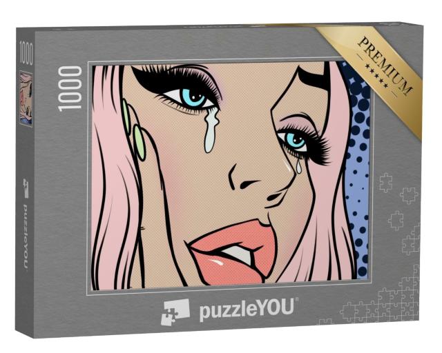 Puzzle 1000 Teile „Das Mädchen mit den rosa Haaren weint“