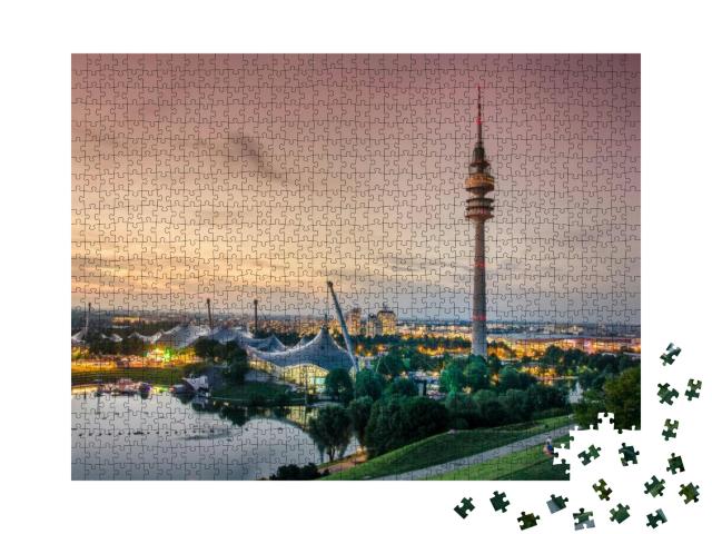 Puzzle 1000 Teile „Sonnenuntergang im Olympiapark München“