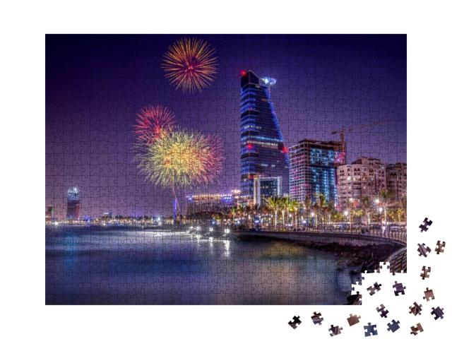 Puzzle 1000 Teile „Jeddah Cityscape Feier, Saudi-Arabien“