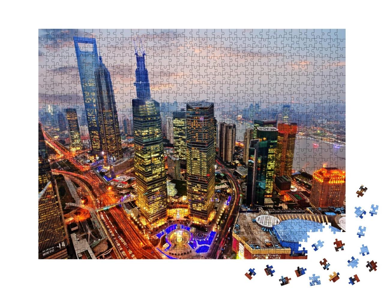 Puzzle 1000 Teile „Blick vom Oriental Pearl Fernsehturm in Shanghai“