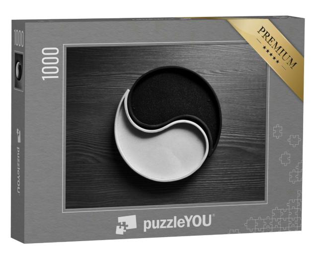 Puzzle 1000 Teile „Schwarzes und weißes Sand-Ying-Yang-Symbol“