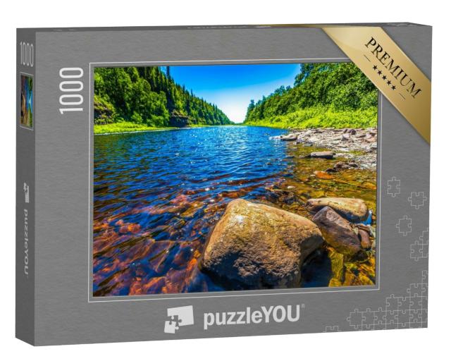 Puzzle 1000 Teile „Klarer Fluss in grüner Natur“