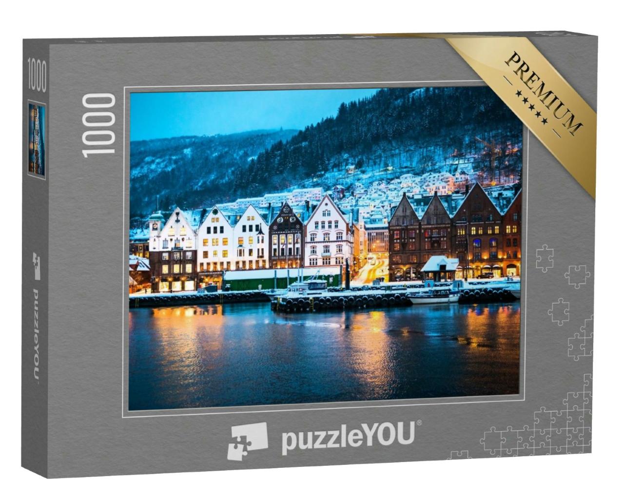 Puzzle 1000 Teile „Pittoresker Stadtteil Brygge in der norwegischen Stadt Bergen“
