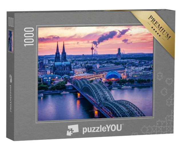 Puzzle 1000 Teile „Kölner Skyline bei Sonnenuntergang, Deutschland“