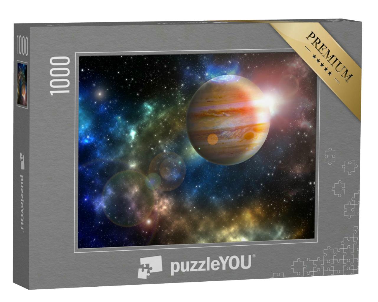Puzzle 1000 Teile „Der Planet Jupiter im bunten Sternenuniversum“