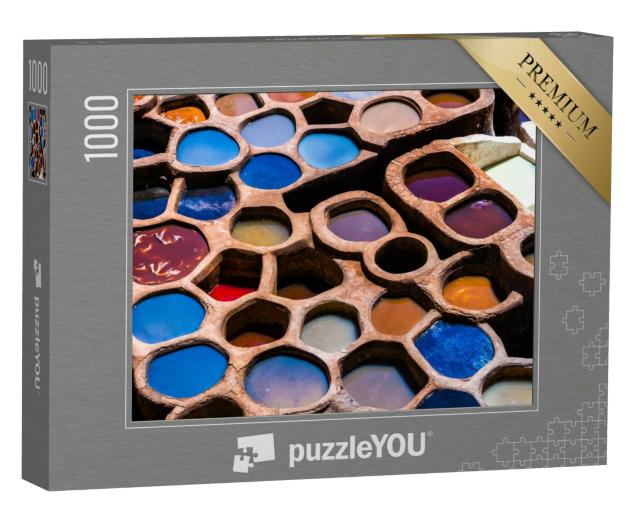 Puzzle 1000 Teile „Handwerkliche Farbenpracht in Fez, Marokko“
