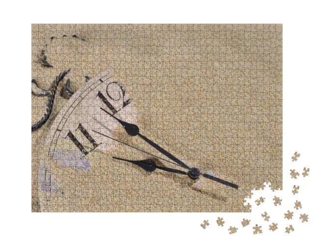 Puzzle 1000 Teile „Analoge Wanduhr unter dem Sand vergraben“