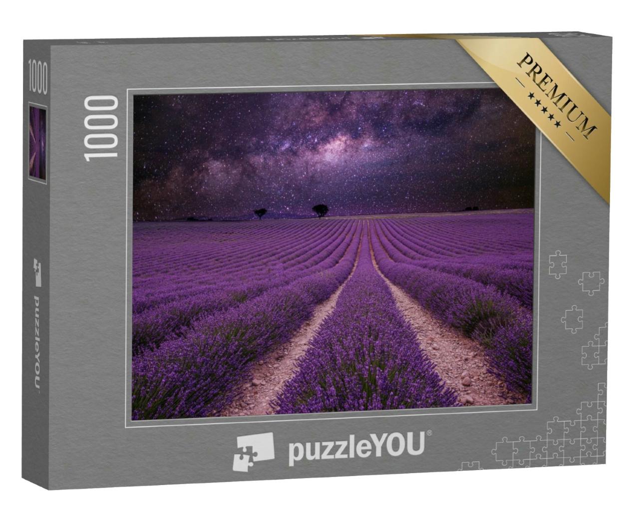 Puzzle 1000 Teile „Die Milchstraße über einem riesengroßen Lavendelfeld“