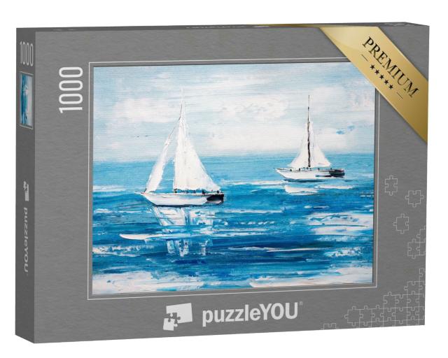 Puzzle 1000 Teile „Ölgemälde: Zwei Segelboote“